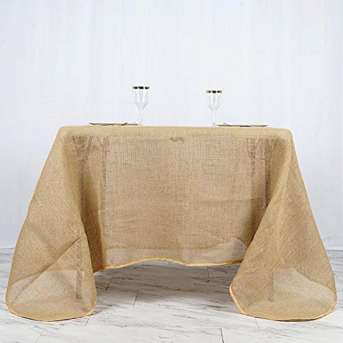 Balsacircle 90X90-Inch Natural Brown Burlap Table Overlays - Wedding Reception Party Catering Table Linens Decorations